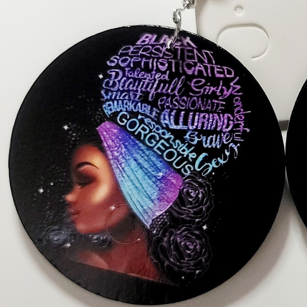Black Woman Drop Earrings